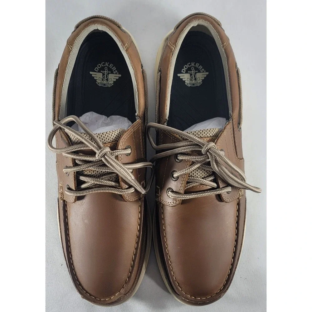 Dockers Beacon Business Casual Shoes Men's Boat Shoes 90-38613 Dark Tan Leather